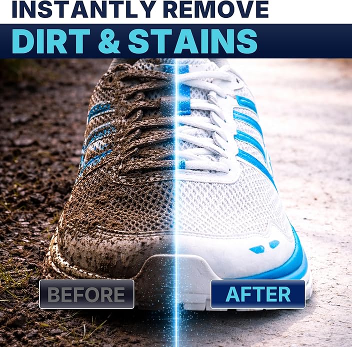 Shoe Cleaner Kit, Sneaker Cleaner Kit with 6.76 oz Shoe Cleaner Foam & 5 oz Shoe Protector Spray, Includes 2 Premium Brushes & Microfiber Towel for White Shoes, Leather, Mesh, Knit, Canvas, Boots