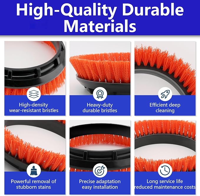 2 Pack 237047 Orange Commercial Tile and Resilient Floor Scrub Brush Replacement for Oreck Commercial ORB550MC, ORB600MW and ORB700MC Floor Machines for Bissell BGEM9000, Heavy-Duty Brush, 10.5 in.