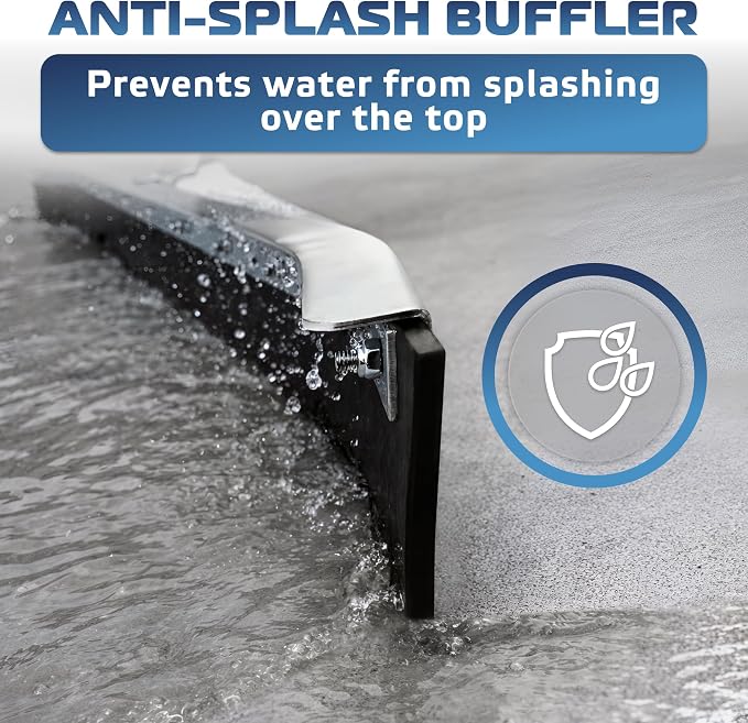 DSV Standard Curved Floor Squeegee 36’’, Rubber Blade Garage Squeegee, Taper Pole Connection - Handle Sold Separately for Tiles, Concrete and Asphalt