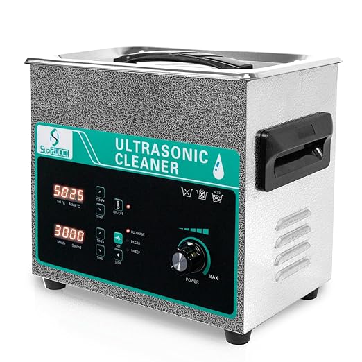 Ultrasonic Cleaner 3L with Adjustable Power & Sweep, 120W Ultra Sonic Cleaning Machine, Digital Timer and Heater, Heavy-Duty Parts Cleaner for Industrial, Motorcycle, and Hardware Tools