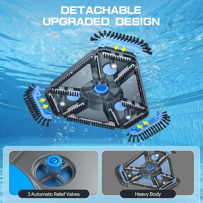 Professional Pool Vacuum Head and Hose, 360° Swivel Cuff 1-1/2" x 40 Ft Heavy Duty Flexible Vacuum Hoses, Weighted Manual Triangular Head with Bottom Brush for Inground & Above Ground Pool(No Pole)