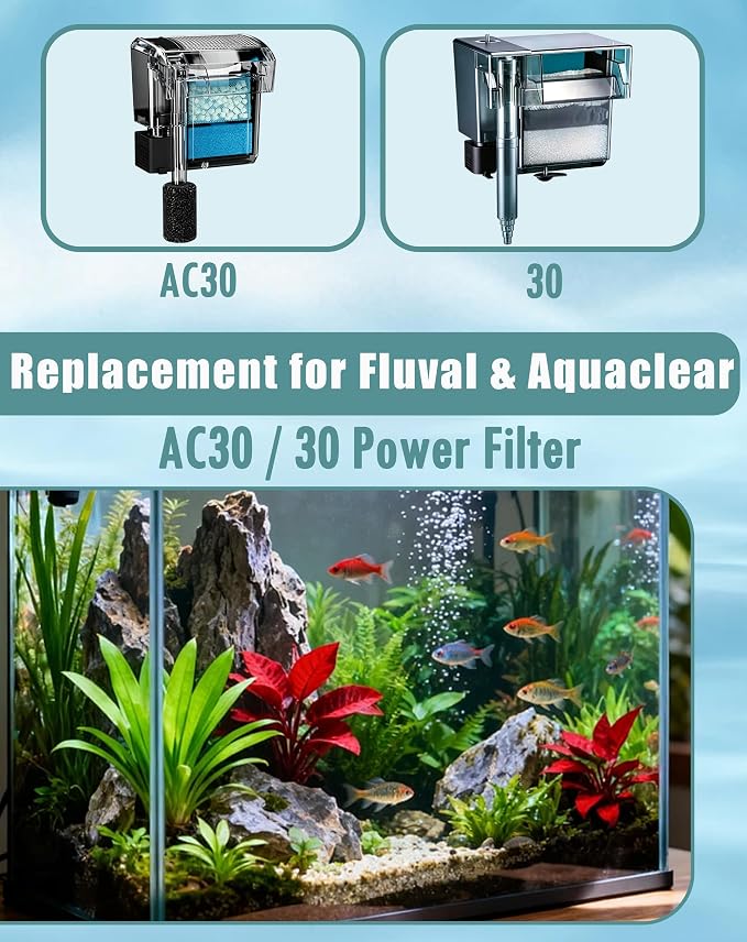 4 Sets Aquarium Filter Media Replacement for Fluval AC30/Aquaclear 30 Power Filter - for 10-30 Gallon Aquariums