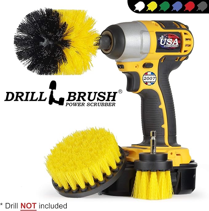 Drill Brush Scrubber Attachment - Power Scrubber Brushes - Bathtub Cleaner - Grout Brush - Toilet, Tile and Tub Power Scrubbers - Shower Cleaning Tools - Bathroom Cleaning Brushes for Bathtub