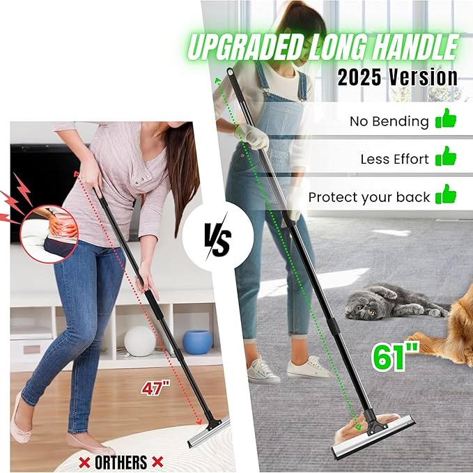 Pet Hair Removal Tool for Carpet & Car Detailing – 2025 Dual - Edge Carpet Rake & Pet Hair Remover – Deep Clean Dog & Cat Hair from Car, Rugs, Sofa, Couch, Furniture & Upholstery