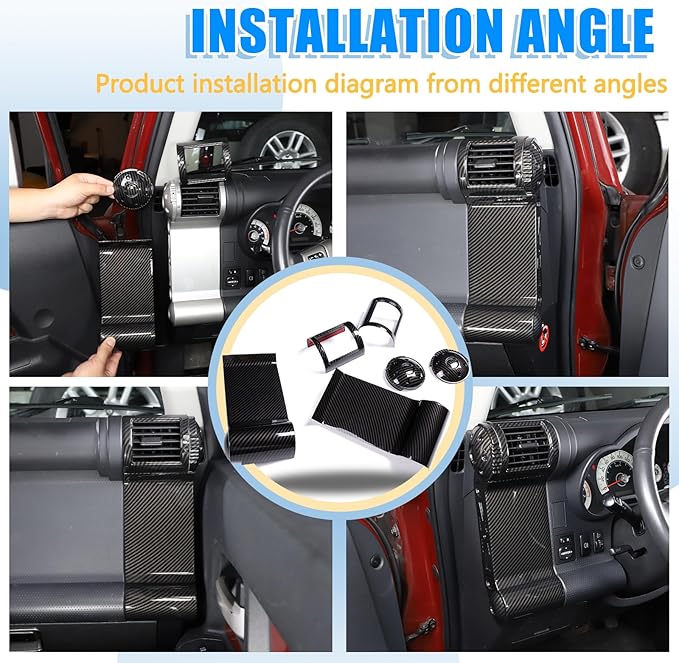ABS Car Dashboard Side Air Outlet Frame Decorative Panel for Toyota FJ Cruiser (XJ10) 2007-2022 A/C Air Vent Kit Interior Accessories (ABS Carbon fiber)