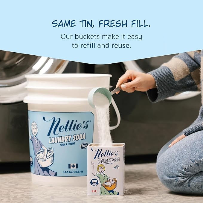 Nellie's Laundry Soda - Concentrated Laundry Detergent Powder - 100 Load - Gentle on Skin and Environment - Fragrance-Free - (Made in Canada)