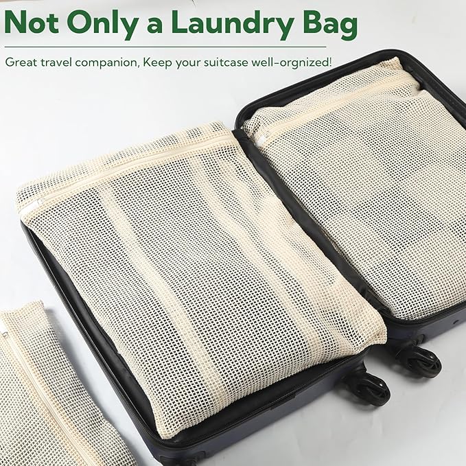 20-Piece Large Cotton Mesh Laundry Bags Set with Zipper, Delicates Wash Bags for Bras, Underwear, Socks, Shoe Wash Bag, Breathable Garment Bag for Washing Machine & Storage, Laundry Room Organization