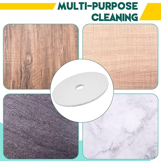 Teenyyou 2 Pcs 12" White Scrubbing Pads Commercial Cleaning Orbiter Pads-Maintenance Non Woven for Floor Buffer Machine
