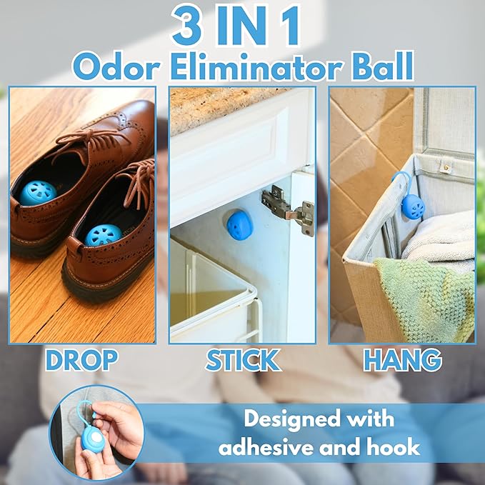 Air Jungles 3-in-1 Fresh Linen Odor Eliminator Balls 6 Count, New Car Scent Car Air Freshener Clip, 6 Vent Clips, and 3in1 Leather Cleaner Wipes 70 Count