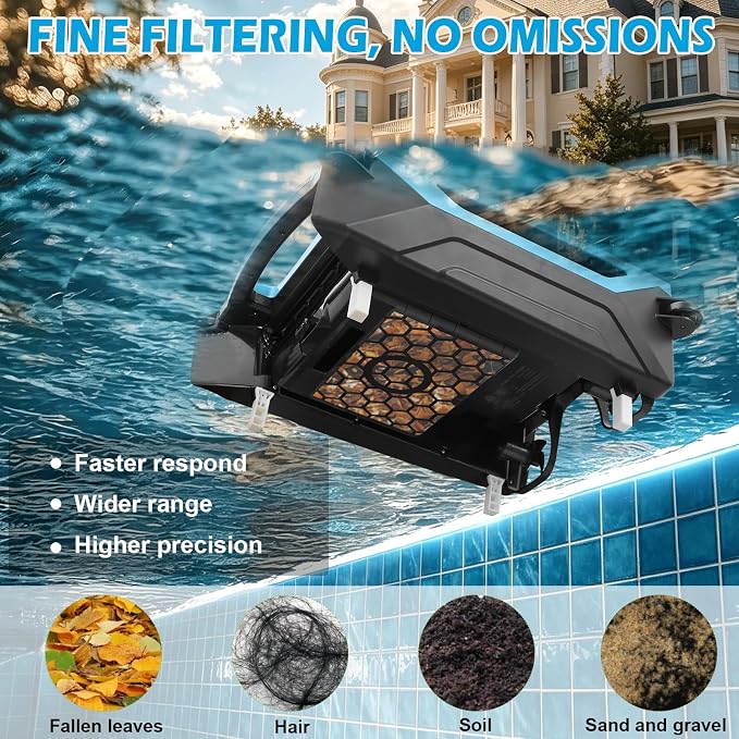 Sky Blue Solar Pool Skimmer Robot, APP Control 24/7 Auto Cleaner | Dual Charging, Ideal for Above Ground & In-Ground Pools