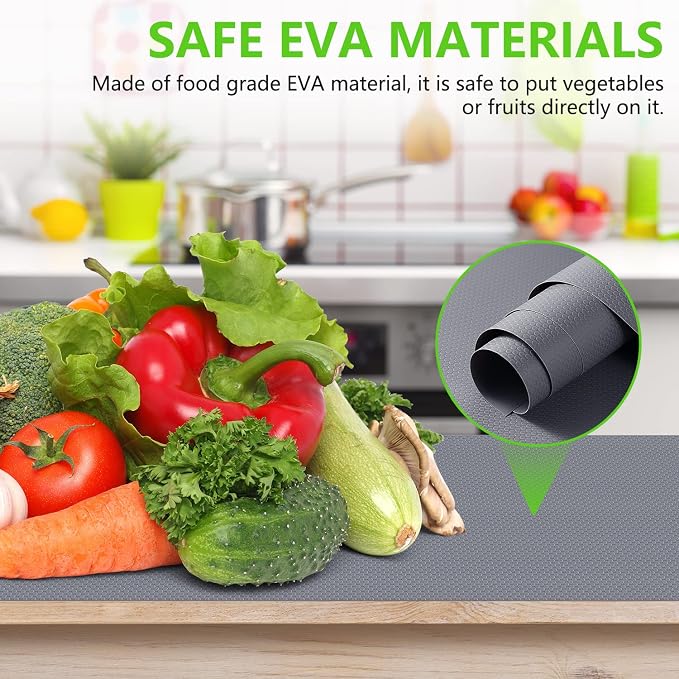 Shelf Liners for Kitchen Cabinets, Waterproof and Oil-Proof Kitchen Cupboard Liner, Refrigerator Liners and Plastic Drawer Mats Non Adhesive Shelves, Fridge - Gray 11.8 x 118 Inches
