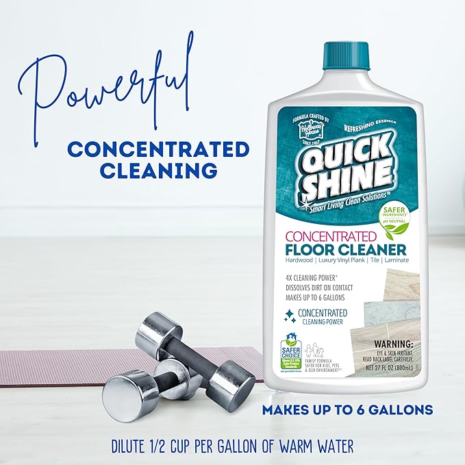 Quick Shine Multi Surface Concentrated Floor Cleaner 27oz, 6Pk | Use on Hardwood, Laminate, Luxury Vinyl Plank LVT, Tile & Stone | Dirt Dissolving & Powerful Cleaning | Each Bottle