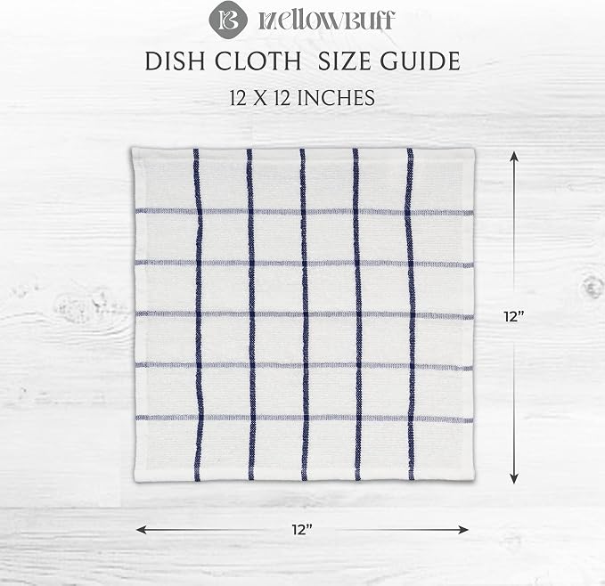 100% Cotton Terry Dish Cloth & Dish Towel, 6 Pack, Super Soft and Absorbent Kitchen Towels, Perfect for Kitchen Cleaning and Dish Washing (Navy Blue (DT and DC Combo))