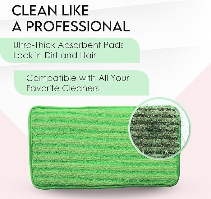 Reusable Floor Mop Pads - 8 Pack Swiffer Wet Jet Compatible Refills - Machine Washable, 12-inch Microfiber Mop Swiffer Wet Pads - Eco-Friendly Household Cleaning Supplies
