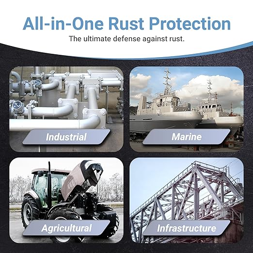 RUST BULLET Industrial - Metallic Gray - 1 Quart - Rust Preventative Coating for Industrial, Marine, Home and Farm Projects, Chip and UV Resistant, Durable Finish
