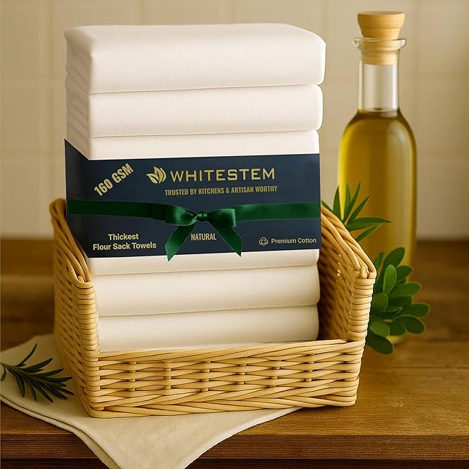 Flour Sack Towels | Tea Towel for Crafts | Kitchen Dish Cotton Blank Towel for Embroidery | Baking Bread Proofing Linen Cover | Thick Absorbent Quick Dry | 2 Pack 33"x38" Natural