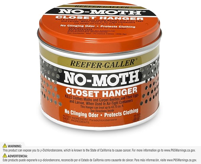 Reefer Galler NO Moth Closet Hanger - Kills Clothes Moths, Carpet Beetles, Eggs & Larvae, 6 Pack