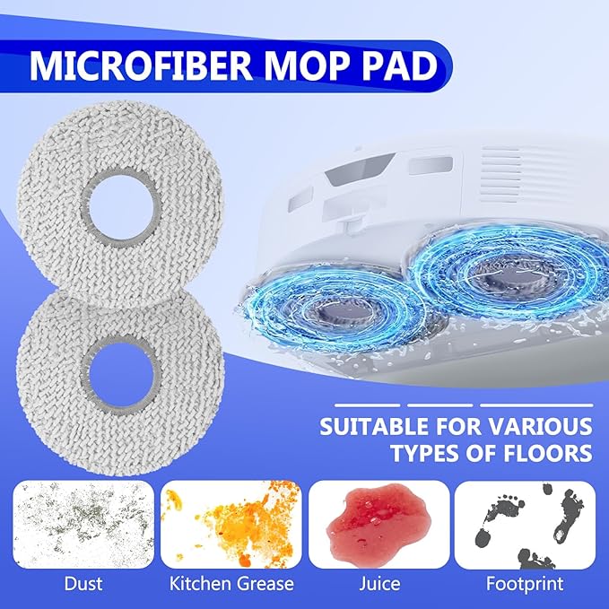 32 Pcs QV 35A Replacement Accessories Compatible with Roborock QV 35A / QV 35S Robot Vacuum, 2 Mainbrushes, 6 Scent Tablets, 4 HEPA Filters, 6 Dust Bags, 6 Mop Pads, 6 Side Brushes