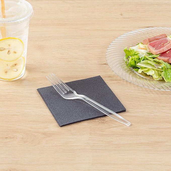 Restaurantware Moderna 7.3 Inch Disposable Forks 250 Recyclable Plastic Cutlery - Crack-Resistant For All Types Of Meals Clear Plastic Party Forks