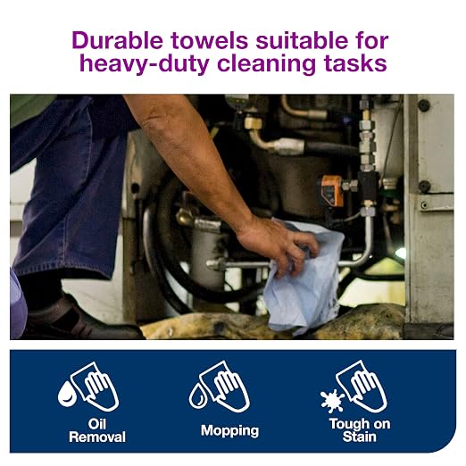 Tork ShopMax Heavy Duty Paper Shop Towel Blue, High Absorbency, 30 rolls x 60 Sheets, 450360