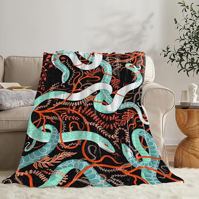 Tijuboni Snake Throw Blanket Snake Gifts for Girls Boys Women Men Kids Adults Soft Flannel Fleece Blanket for Couch Sofa Bed Home Decor 50"x60"