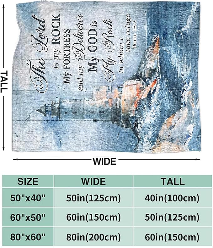 Tijuboni Ocean Nautical Lighthouse Throw Blanket Christian Religious Gifts for Women Men Girls Boys Kids Adults Soft Flannel Fleece Blanket for Couch Sofa Bed Home Decor 60"x80"