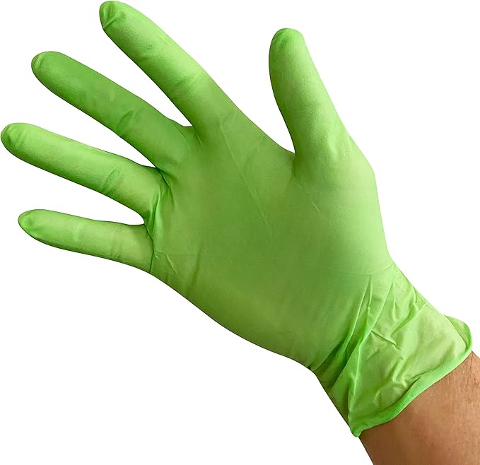 SAS Safety RAVEN HiViz Neon Green Nitrile Gloves (formerly Derma VUE), Size LARGE, 7 MIL, Powder Free - 10 Boxes of 100 Gloves By Weight (1000 Count)