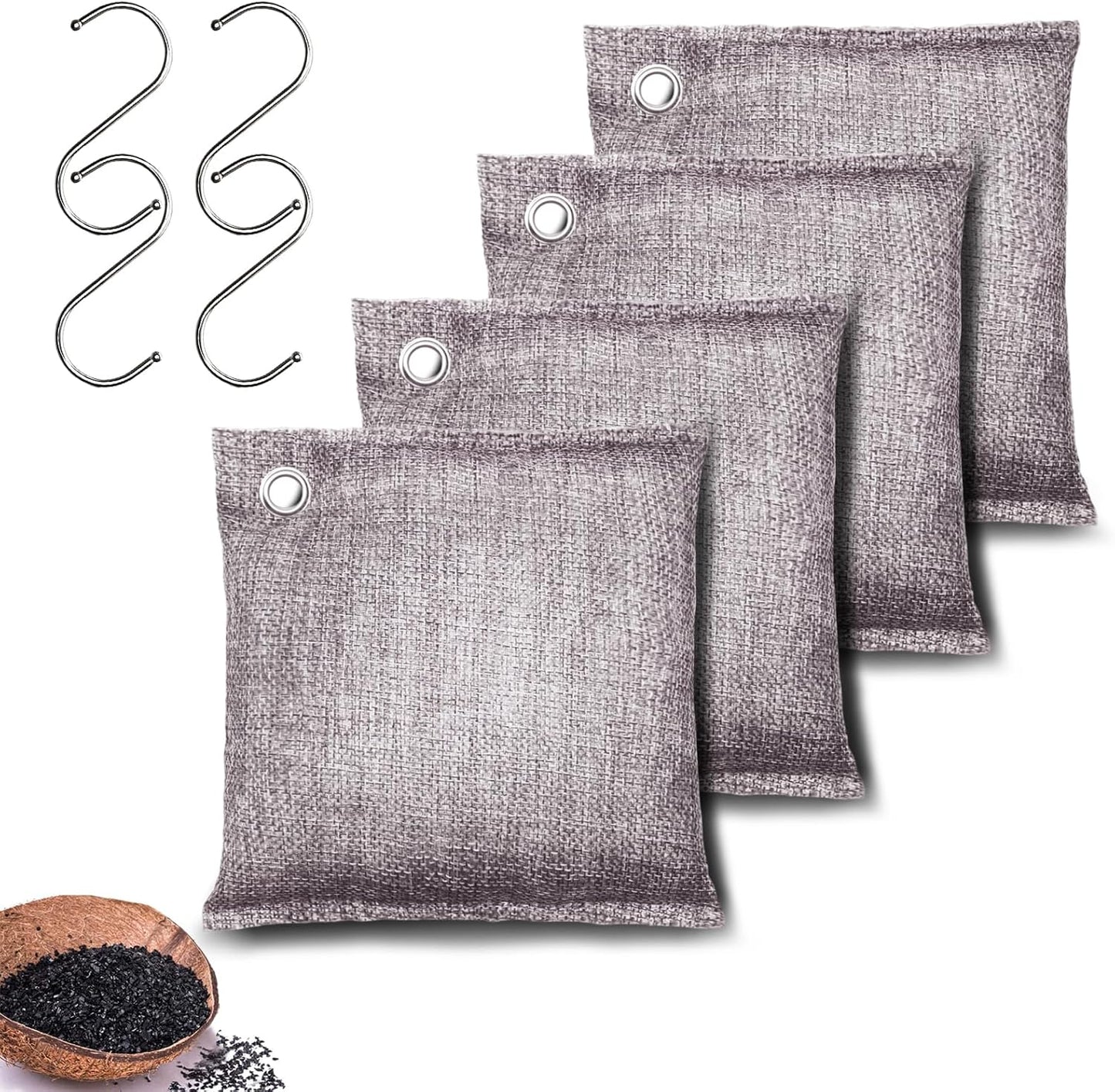 Activated Charcoal Odor Absorber, Odor Eliminator for Strong Odor,Coconut Shell Charcoal Air Purifying Bags for Home Car Closet Pet, Smoke Room Deodorizer