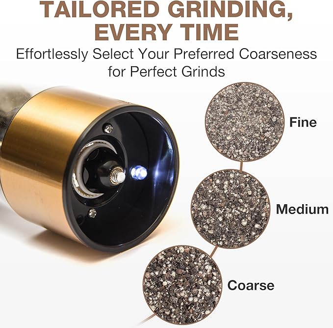 Eparé Bundle: Electric Salt or Pepper Grinder (Copper) & Reusable Swedish Kitchen Dishcloth - Battery Operated Ceramic Burr Peppermill & Stylish & Washable Cellulose Paper Towel & Sponges Alternative