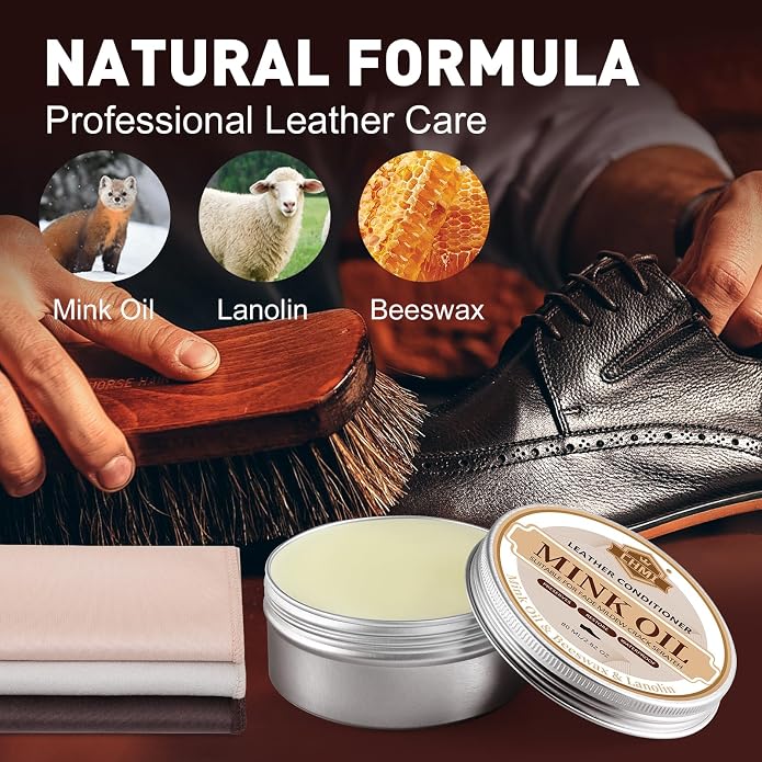 CHMI 16PCS Leather Shoe Polish Kit,Shoe Shine Kit with Black/Brown Shoe Polish,Shoe Bruhses for Leather Boot Care and Cleaning,Shoe Shine Gifts for Men