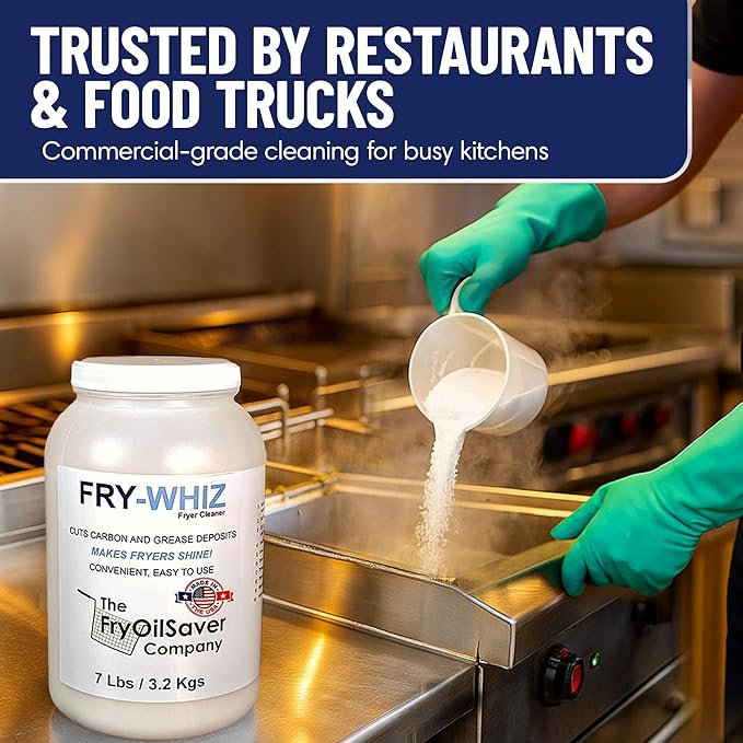Fry-Whiz 1 Gallon Deep Fryer Cleaner - Commercial Formula for Ovens, Grills & Griddles - No Boil Out Required - Removes Carbon, Grease & Rust - Non-Foaming Food Service Supply