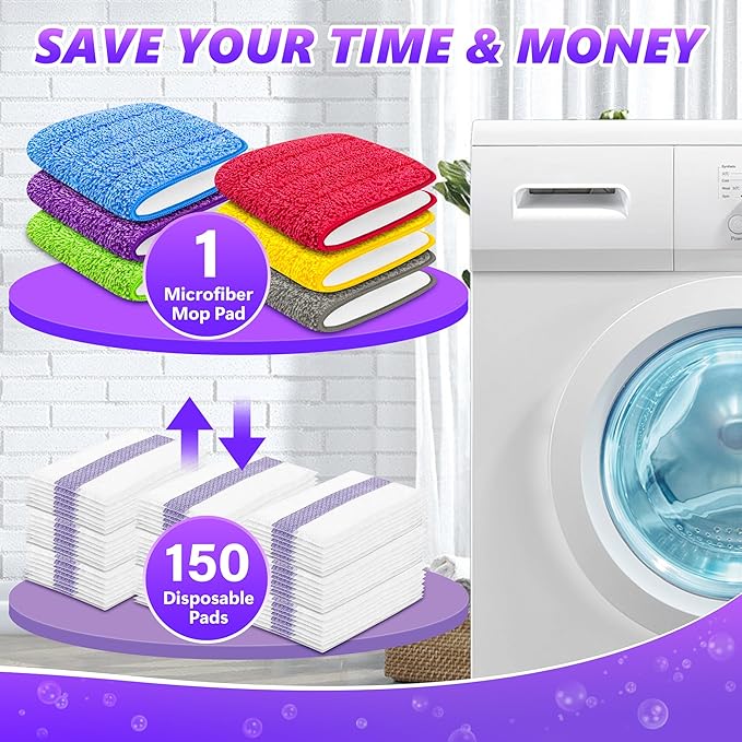 Wet Dry Hardwood Floor Mops with 9 Washable Reusable Pads for Swiffer Powermop