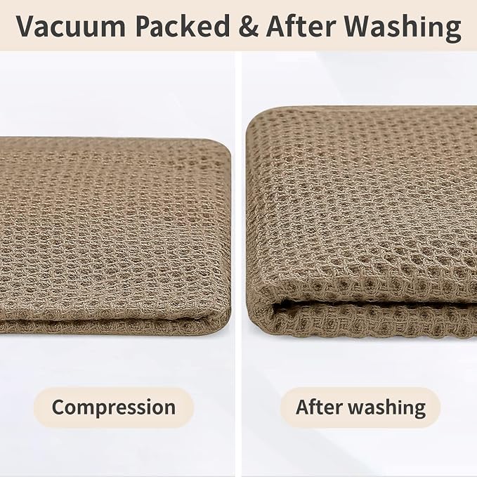 Homaxy 100% Cotton Kitchen Towels and Dishcloths Set, 12 x 12 Inches and 13 x 28 Inches, Set of 8 Bulk Kitchen Towels Set, Ultra Soft Absorbent Dish Cloths for Washing Dishes, Tan