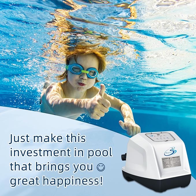 BlueBay Self-Cleaning Saltwater Chlorinator for Above Ground Pools – Automatic Timer, Adapters Included, for Pools Up to 7,000 Gallons, Pool Saltwater System, IPX5