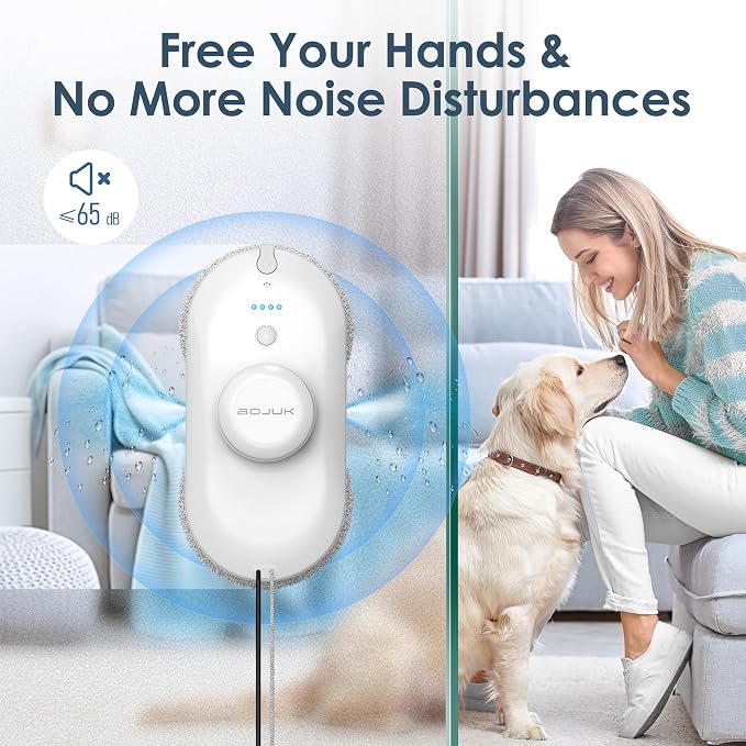 Window Cleaning Robot, 5000Pa Suction, Dual Spray, AI Smart Path Planning, Wet and Dry Glass Cleaner with Edge Detection and Anti-Drop Protection for High-Rise Windows
