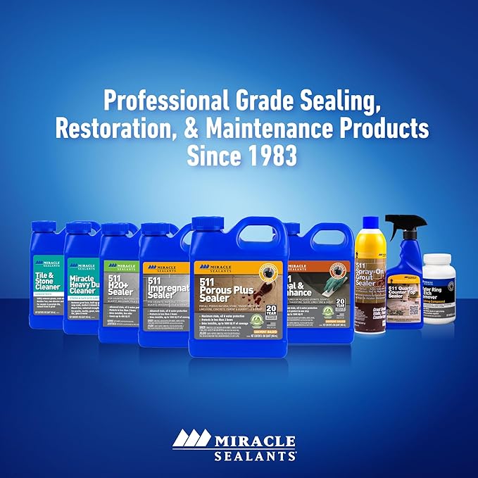 Miracle Sealants 511 H2O Plus Advanced Penetrating Sealer for Countertops, Stone, Tile & Grout, Quart
