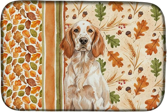 Caroline's Treasures Orange Belton English Setter Heirloom Fall Dish Drying Mat Absorbent Dish Drying Mat Pad for Kitchen Counter Dish Drainer Mat for Countertop, 14 x 21", Multicolor