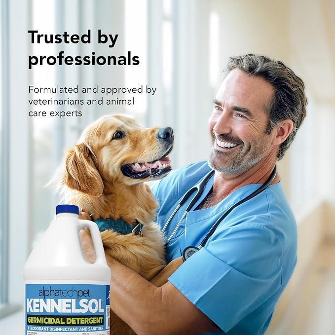 KennelSol Dog Crate Cleaner & Disinfectant for Kennels, Cages, Floors, Litter Boxes & Hard Surfaces | EPA-Registered, Kills Bacteria & Viruses, Parvo Disinfectant | 128 Fl Oz - 4 Count