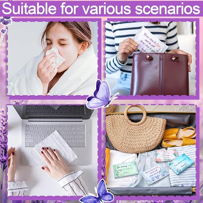 TaoBary 80 Pack Christian Pocket Tissues for Wedding Guests Scripture Flowers Pocket Tissues Travel Packs Inspirational Bible Verse 3 Ply Soft Facial Napkin for Wedding Travelling Ceremony Supplies