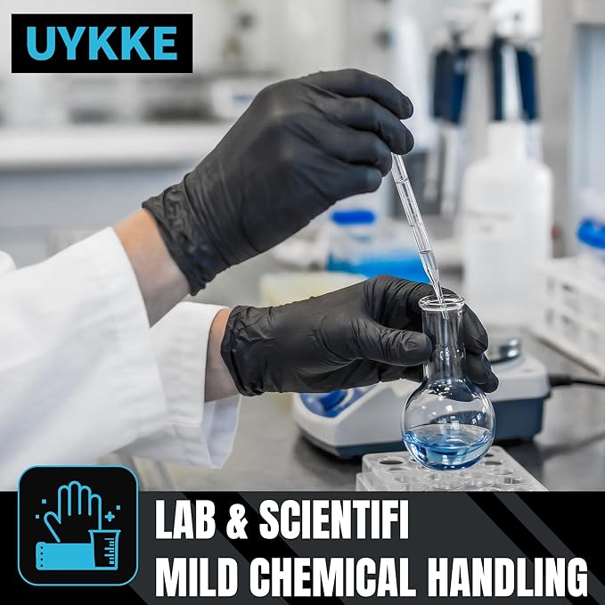 5 Mil Black Nitrile Gloves, Disposable Gloves Latex Free Powder Free Rubber Gloves for Cleaning Tattoo 1000PCs