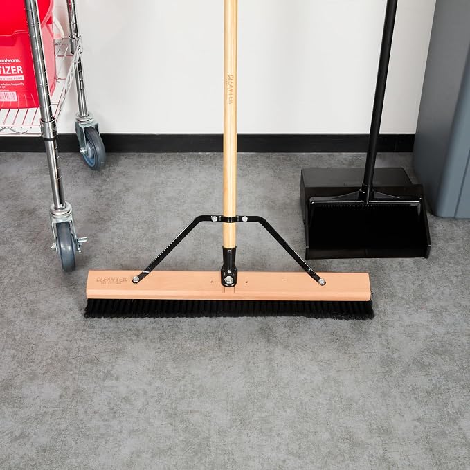 Restaurantware-BROOM HEAD ONLY: Clean Tek Professional 24-Inch Broom Head, 1 Heavy-Duty Push Cleaning Tool - Handle And Brace Sold Separately, Fine Plastic Bristles, Wooden, Commercial Use