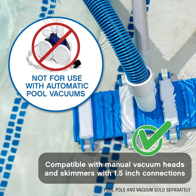 Poolmaster Manual Pool Vacuum Hose, 50 Ft x 1-1/2” for Inground & Above Ground Pools, Not for Automatic Cleaners, Kink-Free, Heavy Duty Pool Cleaner Hose with Swivel Cuff – Made in USA