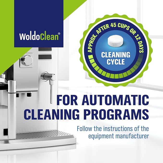 WoldoClean Cleaning Tablets for Fully Automatic Coffee Machines 10x 2g - Compatible with Breville, DeLonghi, Jura, Philips, Miele & Gaggia