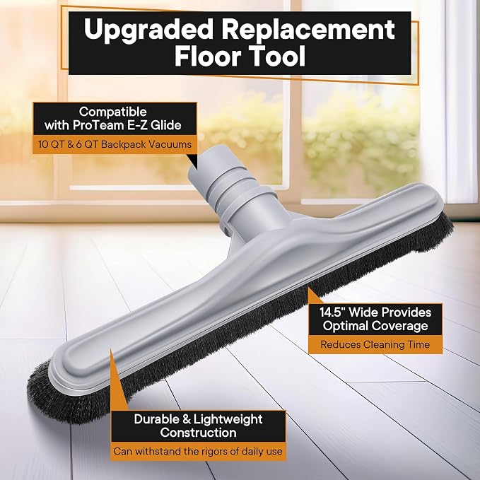 Replacement Floor Tool Compatible with ProTeam 101446 E-Z Glide Backpack Vacuum,Compatible with Hoover C2401, 14" Multi-Surface Brush for Commercial Cleaner(2 Pack,Nylon Brush Pro)
