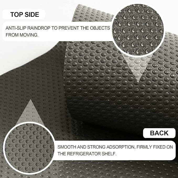 8 Pcs Refrigerator Liners Mats Washable, Refrigerator Mats Liner Waterproof Oilproof, Shinywear Fridge Liners for Shelves, Cover Pads for Freezer Glass Shelf Cupboard Cabinet Drawer (8 Black)