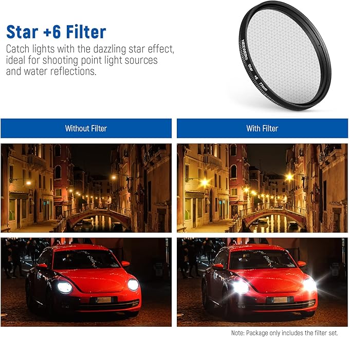 NEEWER 77mm Lens Filter Kit with Phone Lens Clip, CPL + ND32 + Star + 4 Graduated Color Filter Compatible with iPhone 17 16 16e 15 14 Pro Max Canon Nikon Sony Camera