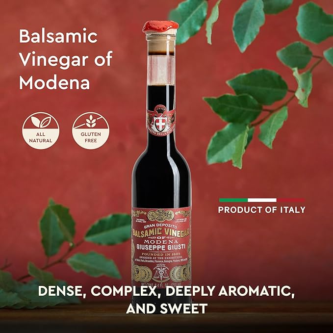 Giusti Balsamic Vinegar of Modena IGP, 3 Gold Medals Gran Deposito, Thick & Balanced Authentic Italian Aceto Balsamico from Italy – 8.45 fl oz (250 ml) - Pack of 1