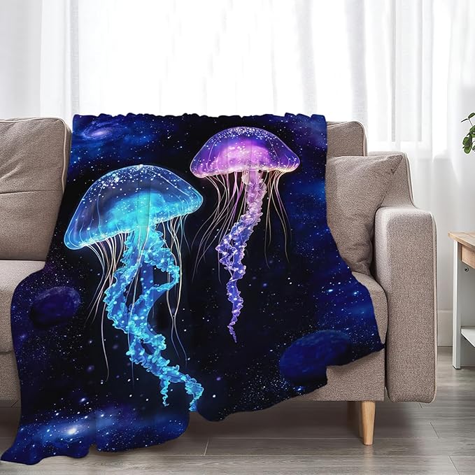 Tijuboni Jellyfish Throw Blanket Jellyfish Gifts for Girls Boys Women Men Kids Adults Soft Flannel Fleece Blanket for Couch Sofa Bed Home Decor 40"x50"