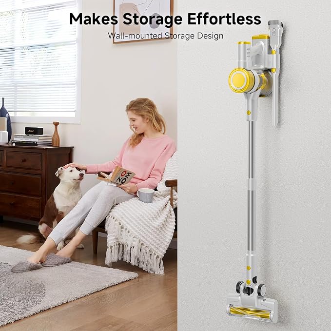 Cordless Vacuum for Home, Powerful Stick Vacuum Cleaner with Rechargeable Battery, 6-in-1 Lightweight Handheld Vacuum, 45 Mins Runtime for Hardfloor & Carpets Pet Hair
