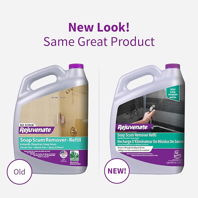 Rejuvenate Soap Scum Remover Refill Easily Dissolves Soap Scum Without Scrubbing, 1 Gallon (Pack of 2)